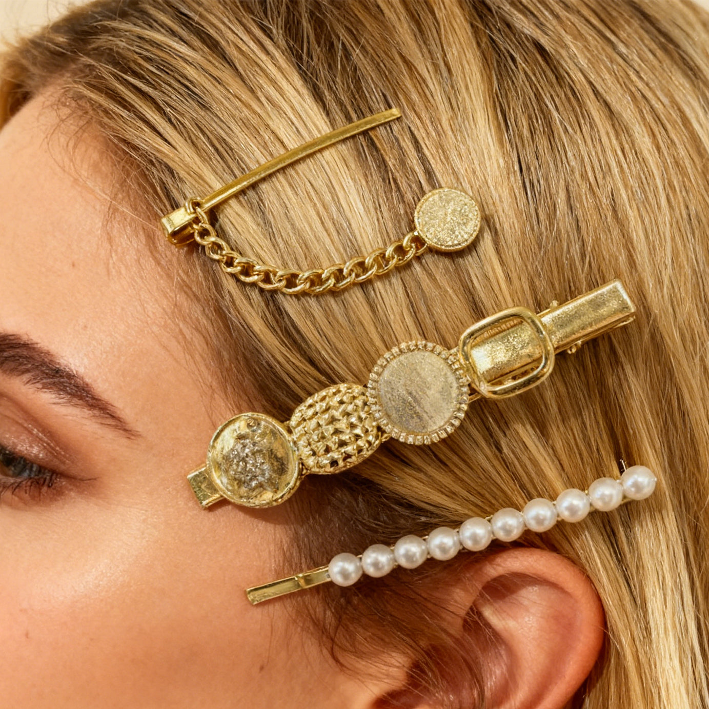 Pearl Hair Clip Set 2pcs-2865