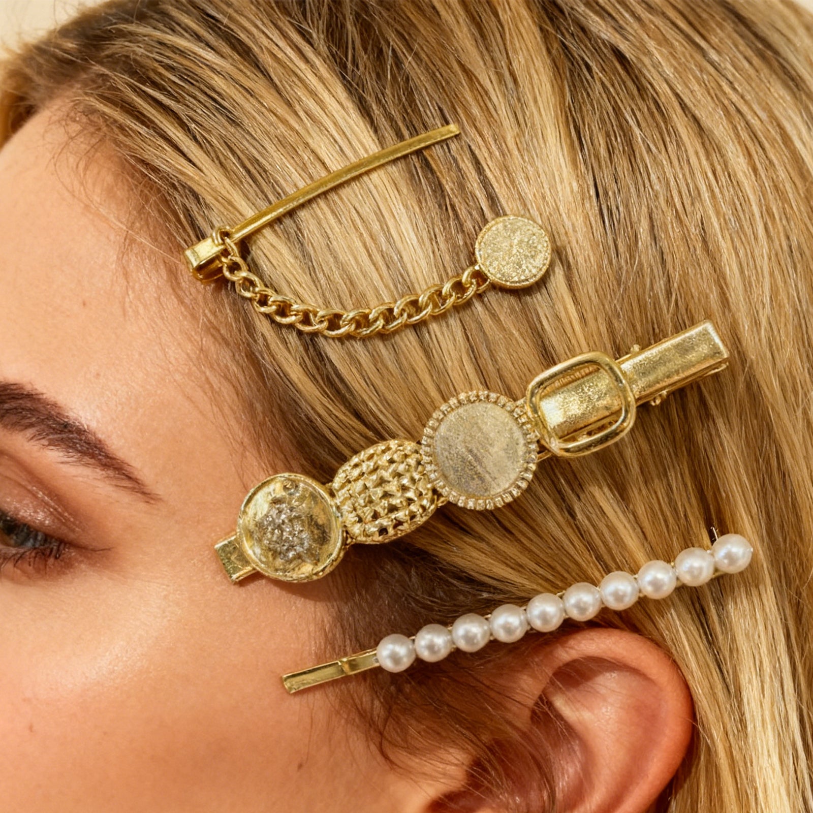 Pearl Hair Clip Set 2pcs-2865