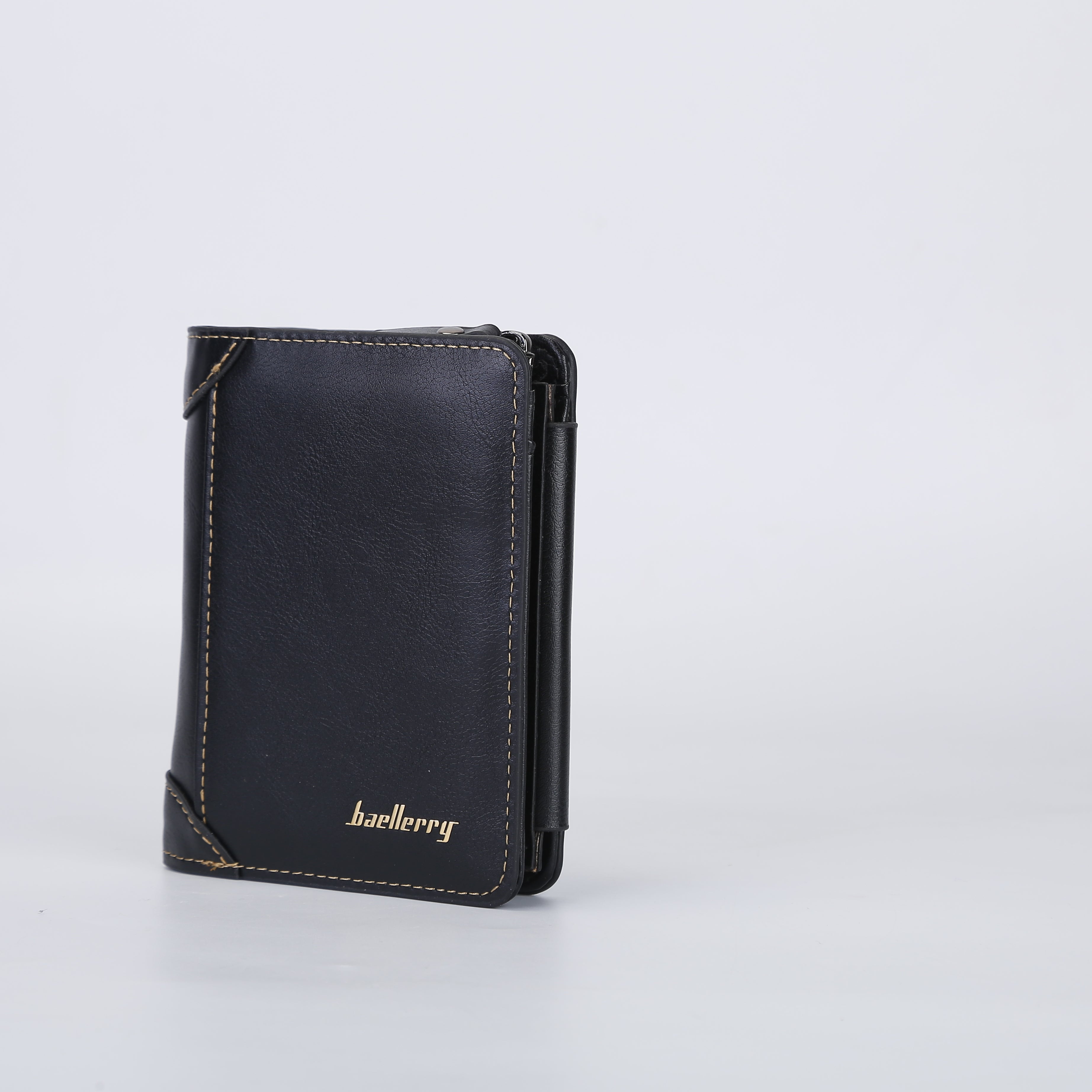 1Pc Men Leather Wallet ID Card Holder Purse Trifold Clutch Money Zipper With ID Window 14 Credit Card 1 ID Card