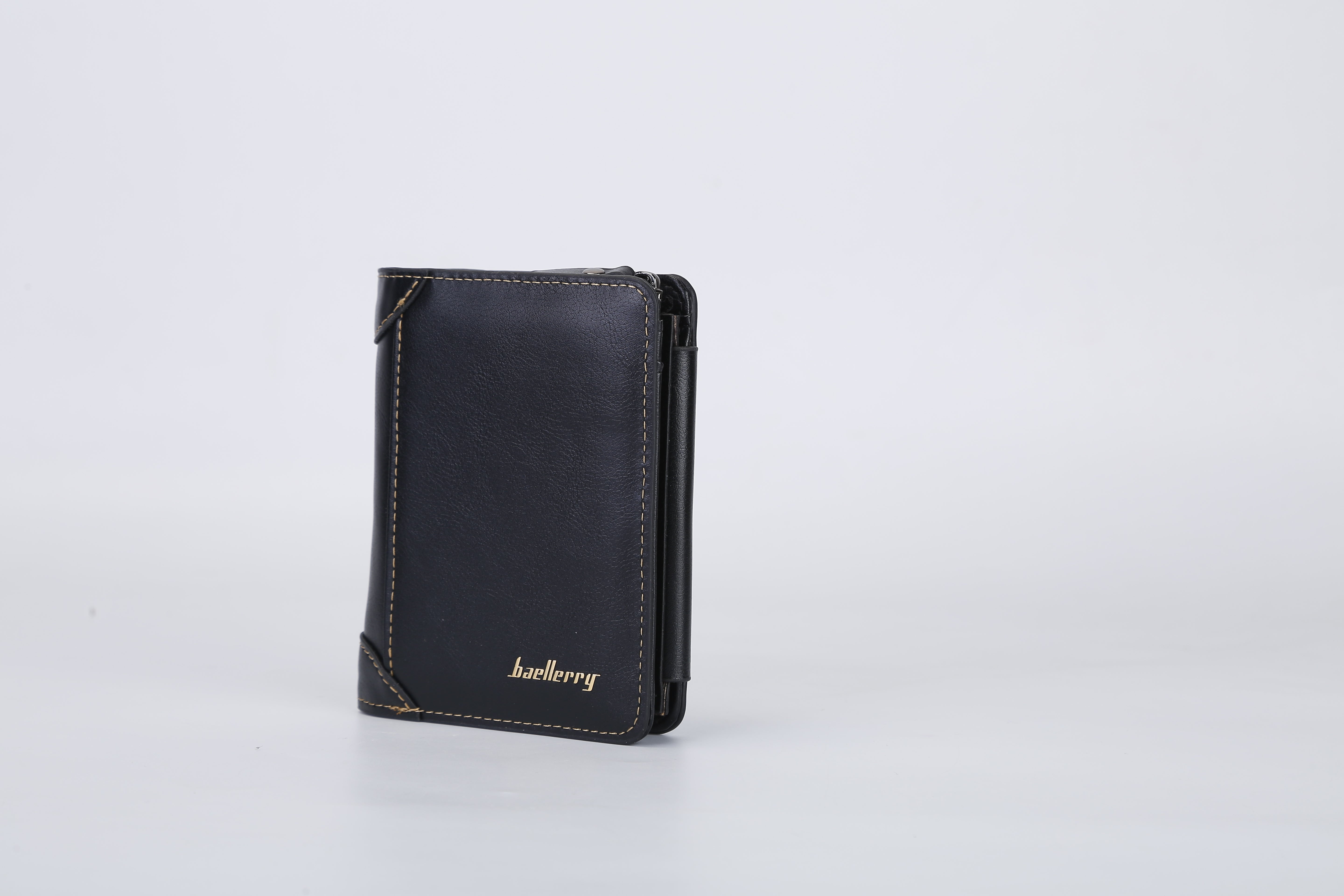1Pc Men Leather Wallet ID Card Holder Purse Trifold Clutch Money Zipper With ID Window 14 Credit Card 1 ID Card
