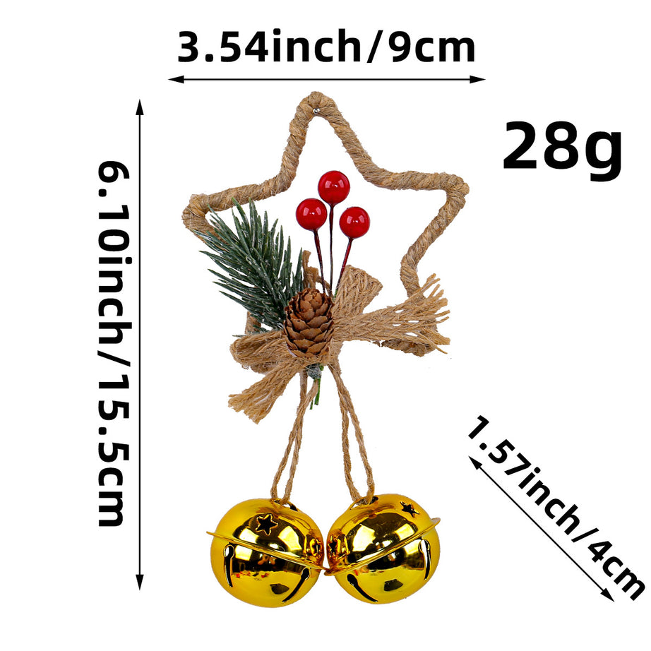 Christmas Five-pointed Star Bell Accessories Pendant Christmas Tree Ornament For Christmas Party DIY