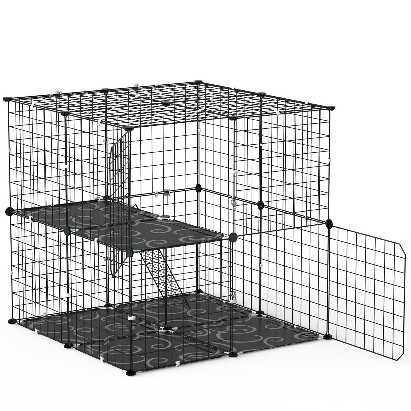 1Pc 2Tier Cat Cage Playpen Indoor Pet Enclosures Kitten Kennel House Detachable Cat Crate With Climbing Ladder 2 Doors For 1 To 2 Cats For Ferret Squirrel Small Animals