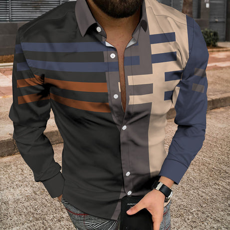 Men Long Sleeve Jacket With 3D Patchwork Print