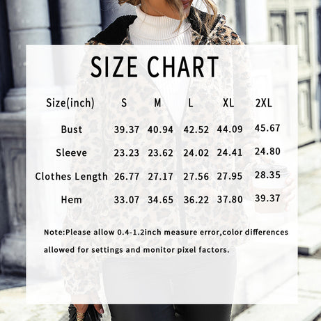 Women's Fuzzy Leopard Jacket, Hooded Plush Zip Up Coat For Fall Winter