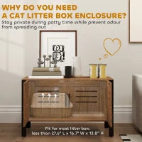 PawHut Cat Litter Box Enclosure With Tall Legs, Scratching Board, Dark Brown,