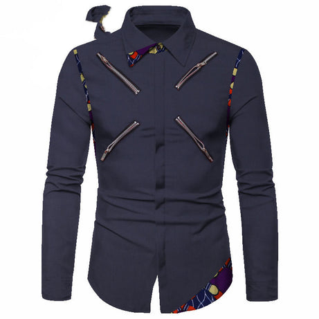 Four Seasons Polyester Cotton Youth Solid Color Lapel White Casual Shirt