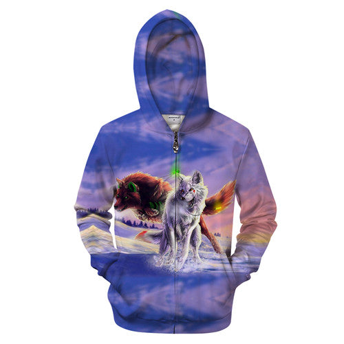 Digital Printing Long Sleeve Hooded Sweater Pullover Loose Couple Wear