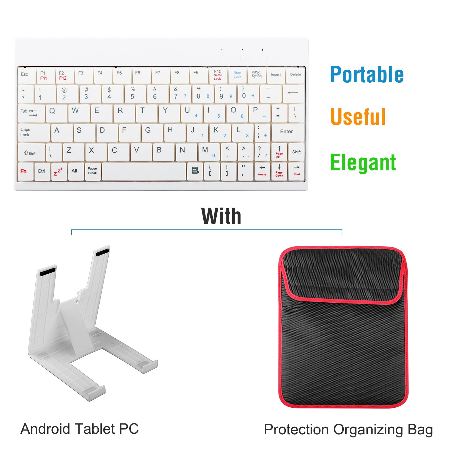 80 Keys Wired Keyboard Mini USB Connector Keyboard Portable Durable Keyboard With Carry Bag Tablet Stand For Android Window Tablet