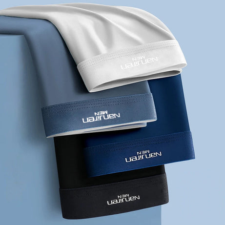 4pcs Boxer Shorts Men's Ice Silk Underwear Male Underpants Breathable Sexy Thin Panties U Convex Lingerie Wholesale Lots L-6XL