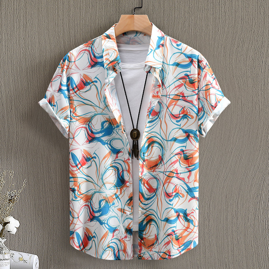 Mens Digital-Print Short-Sleeve Shirt