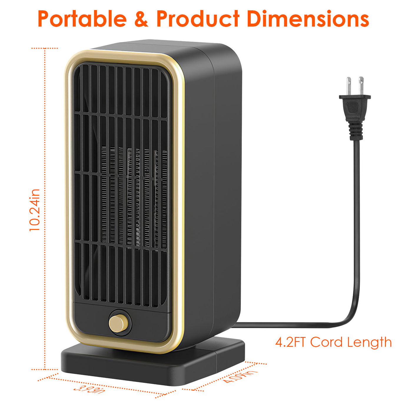 1Pc 500W Portable Electric Heater PTC Ceramic Heating Space Heater Overheating Tip Over Protection 3S Heating Space For 322 Sq FT Home Office Use