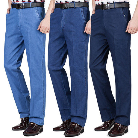 Men's High-waisted Deep-gear Jeans With Velvet Thickening To Keep Warm Autumn And Winter Stretch