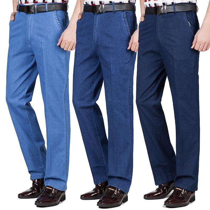 Men's High-waisted Deep-gear Jeans With Velvet Thickening To Keep Warm Autumn And Winter Stretch