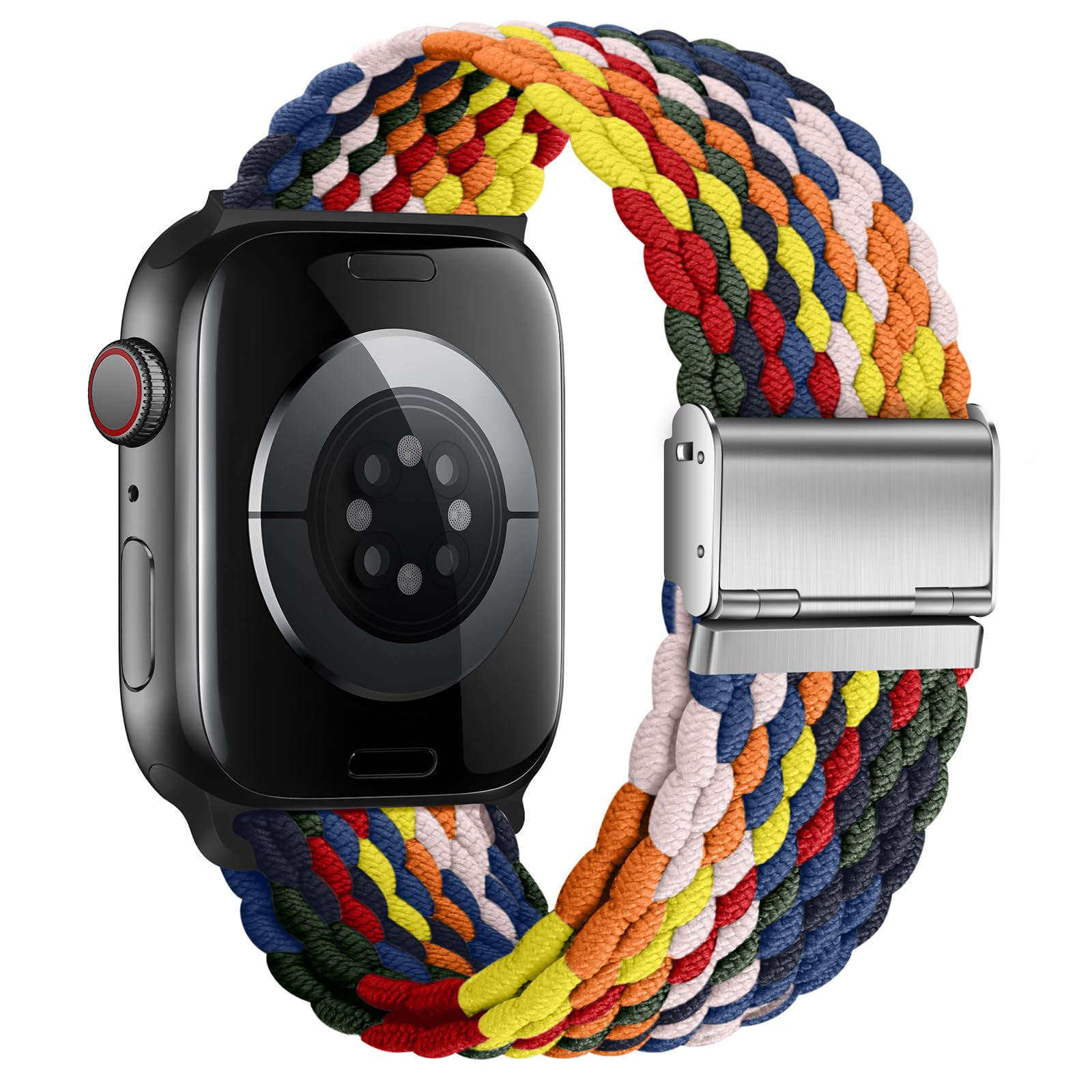Nepfaivy Compatible With Apple Watch Band - 38mm 40mm 41mm 42mm 44mm 45mm 49mm Braided Stretchy Sport Band For Apple Watch Series SE 8 7 6 5 4 3 2 1, Women Men Nylon Fabric Elastic Loop Breathable Wat