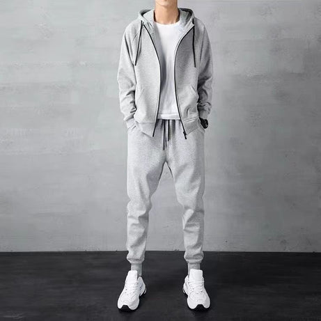 Men's Loose Zip-up Hoodie Sweater Set