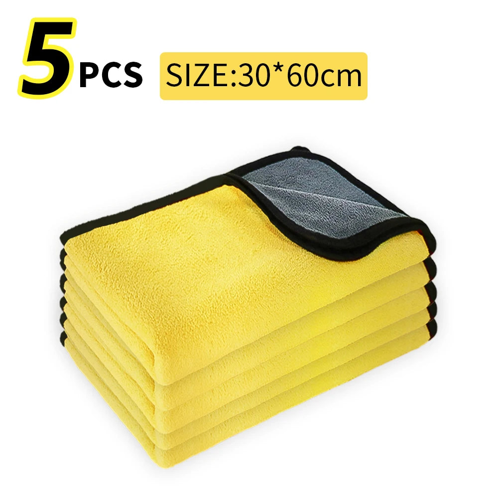 3/5/10Pcs Car Wash Microfiber Towel 30x30/60CM Car Cleaning Drying Cloth Hemming Car Care Cloth Detailing Car Wash Towel