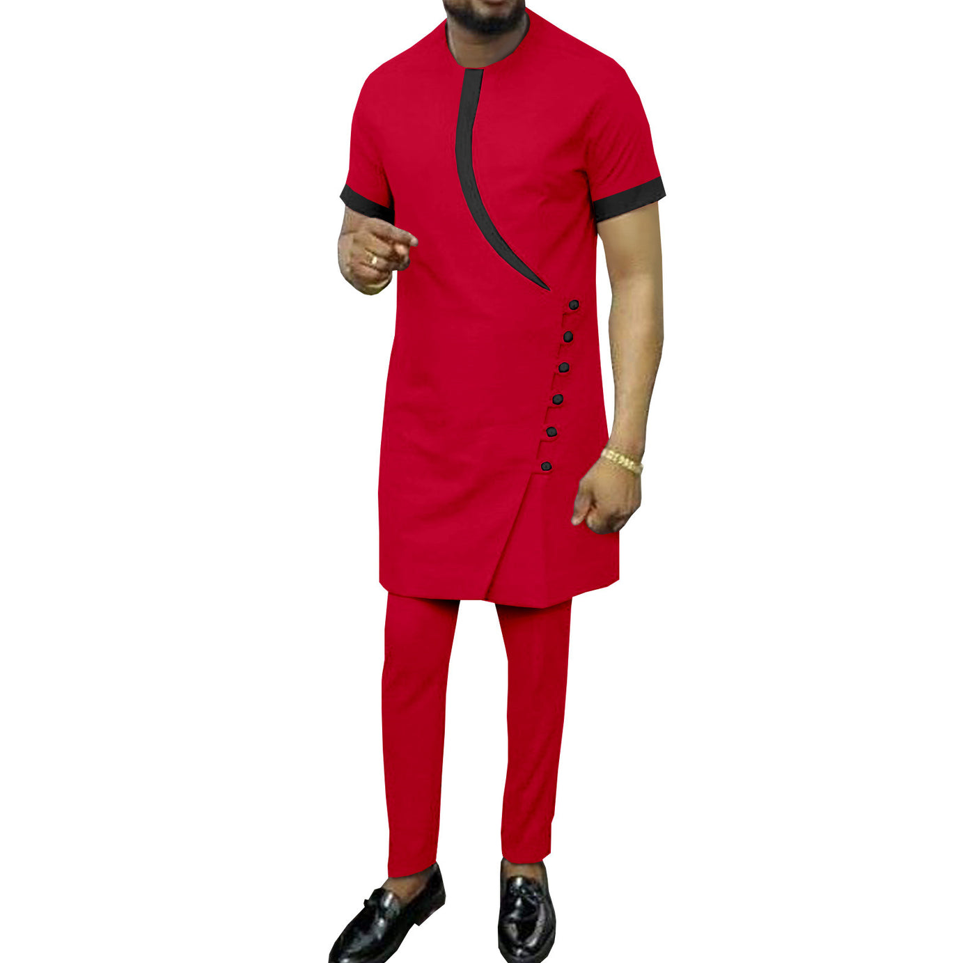 African Ethnic Printing Batik Cotton Men's Casual Set