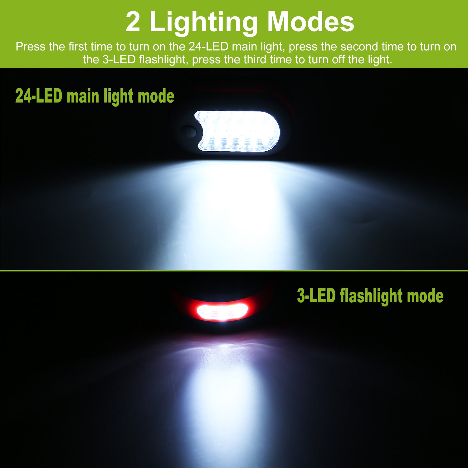 1Pc Magnetic LED Work Light With Hook Compact Flashlight For Camping Hiking Emergency