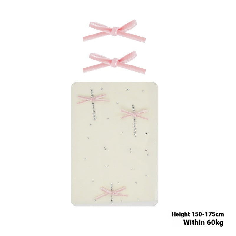 Velvet Bow Rhinestone White Stockings