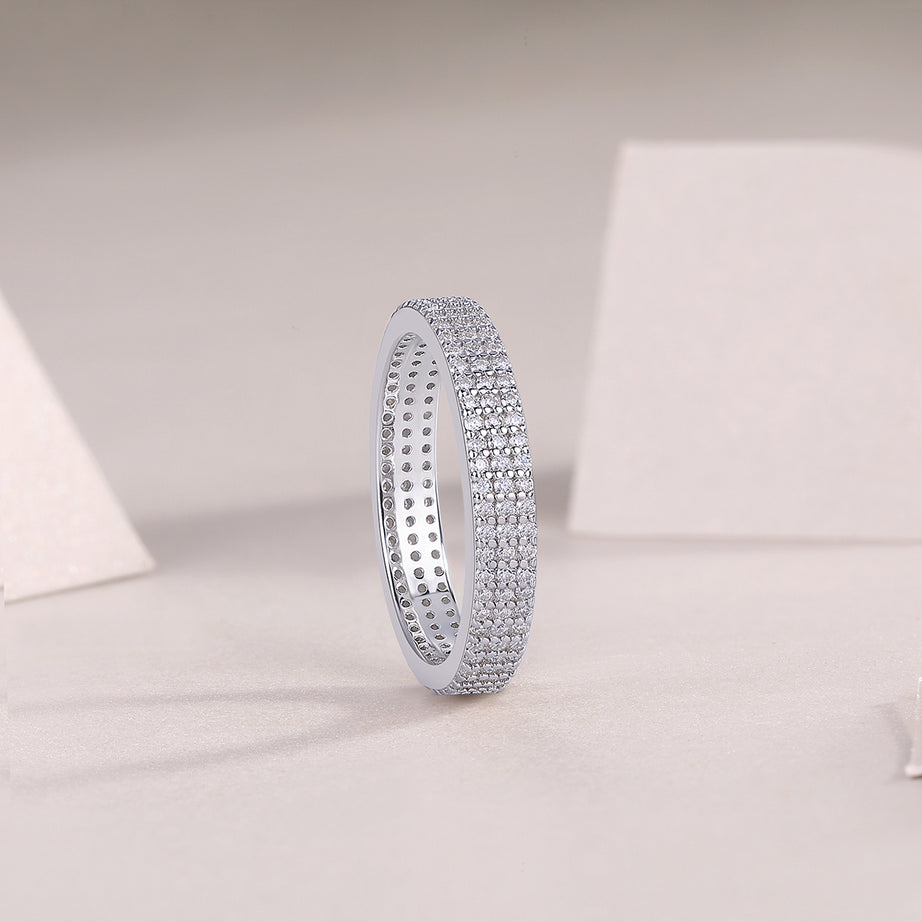 Light Up The Moments - A Fashionable Jewelry Ring Set With Moissanite S925 Sterling Silver And Platinum-plated Diamond