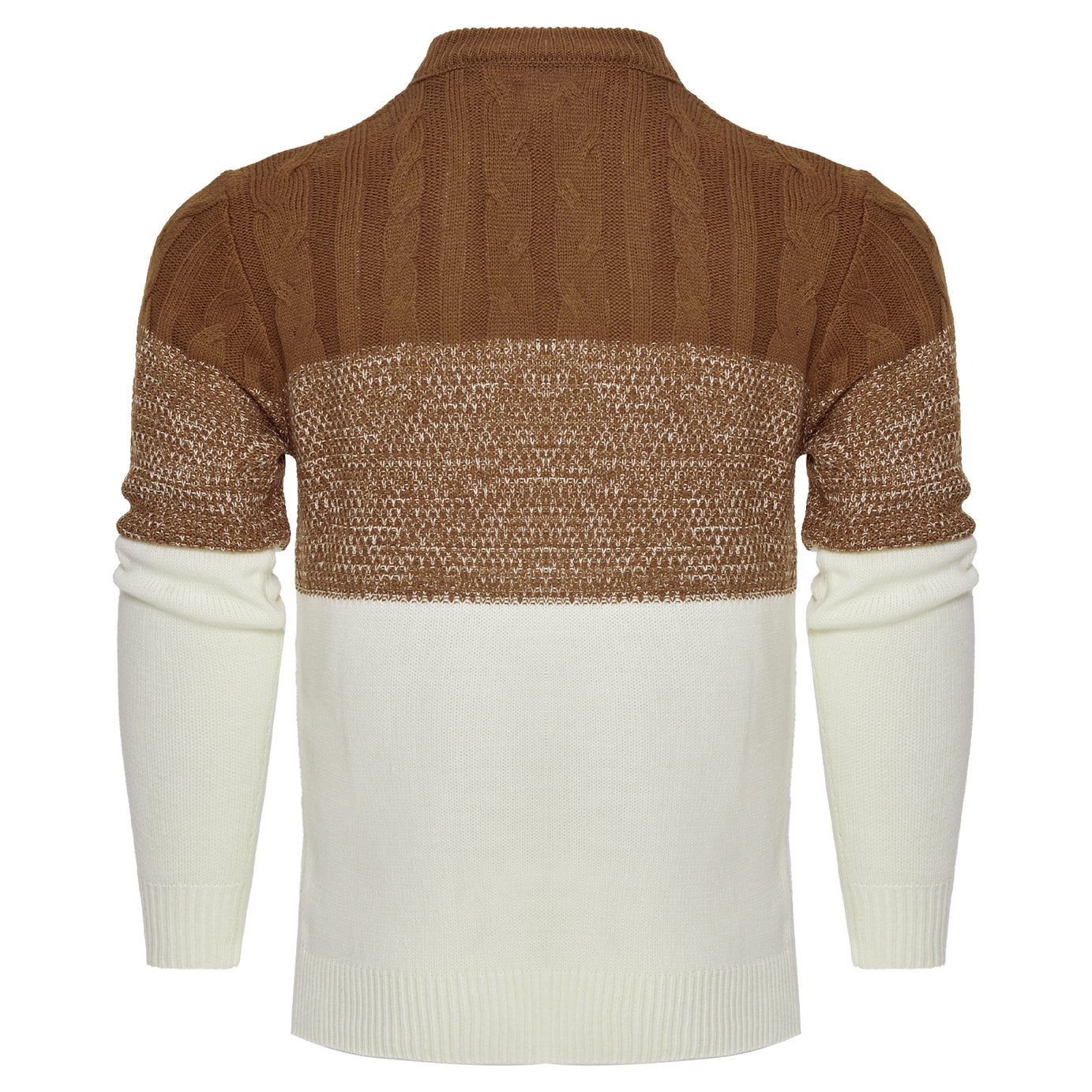 Men's Casual Color Block Long Sleeve Cable Knit Pullover Sweater