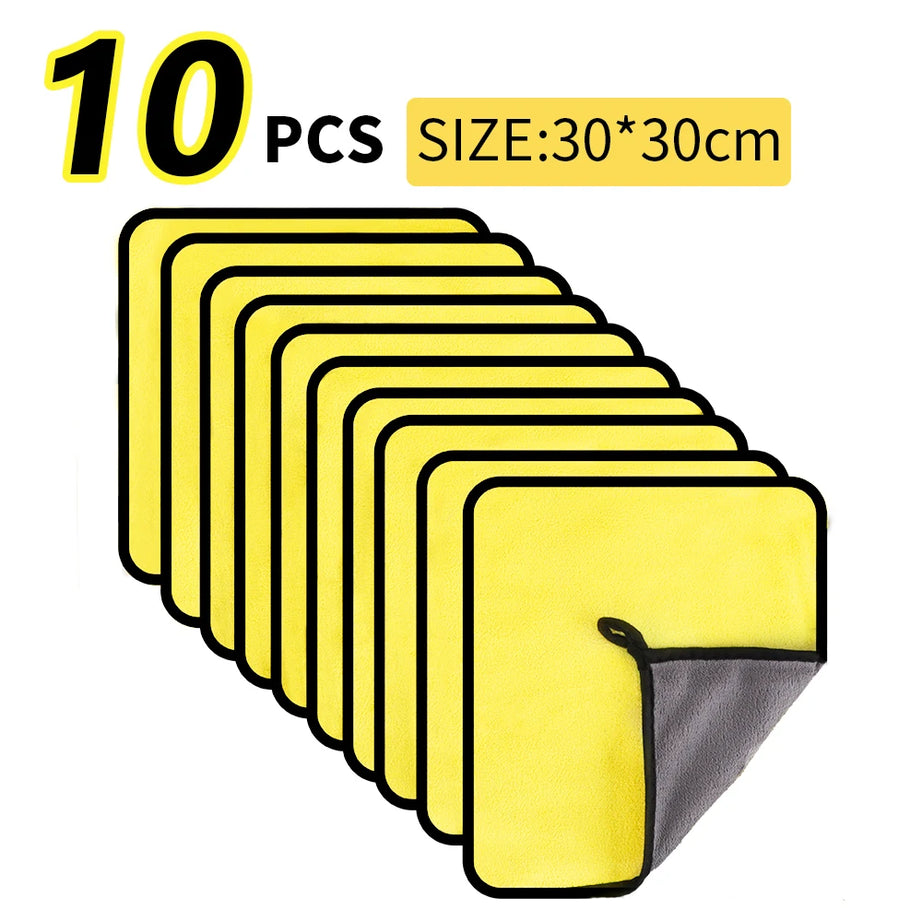 3/5/10Pcs Car Wash Microfiber Towel 30x30/60CM Car Cleaning Drying Cloth Hemming Car Care Cloth Detailing Car Wash Towel