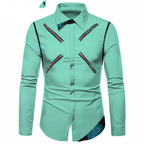 Four Seasons Polyester Cotton Youth Solid Color Lapel White Casual Shirt