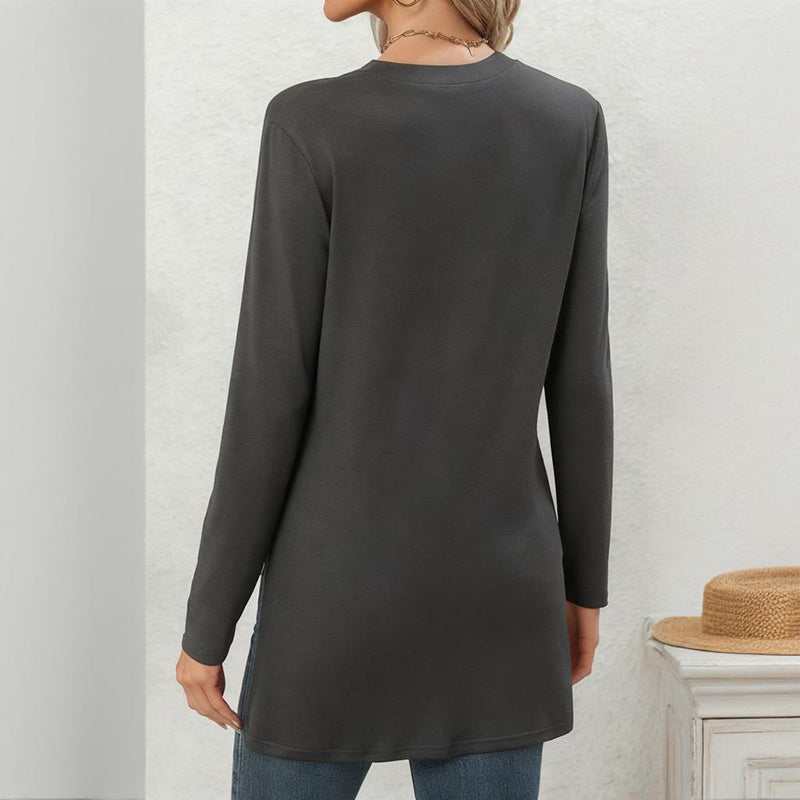 Women's Side Slit Cardigan - 2025 Spring Fall Lightweight V-Neck Button Down Cover Up