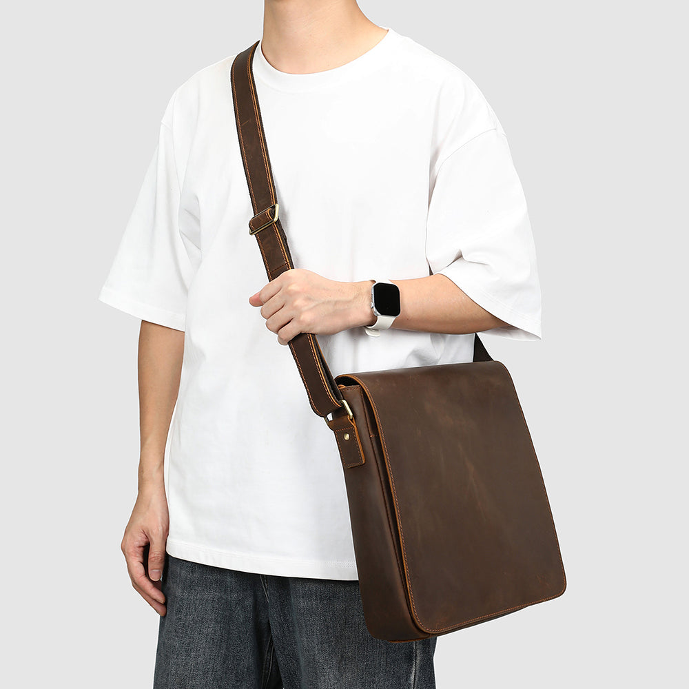 Men's Premium Leather Crossbody Bag, Sophisticated And Casual Single-shoulder Design