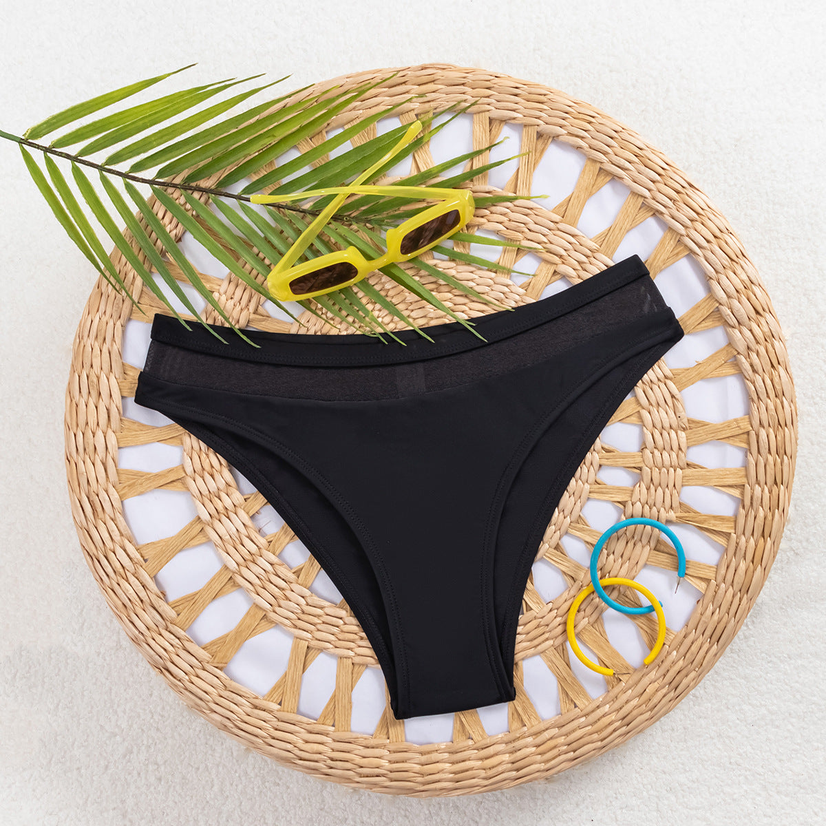 Women's Solid-Colored Mesh-Panel High-Waisted Shorts