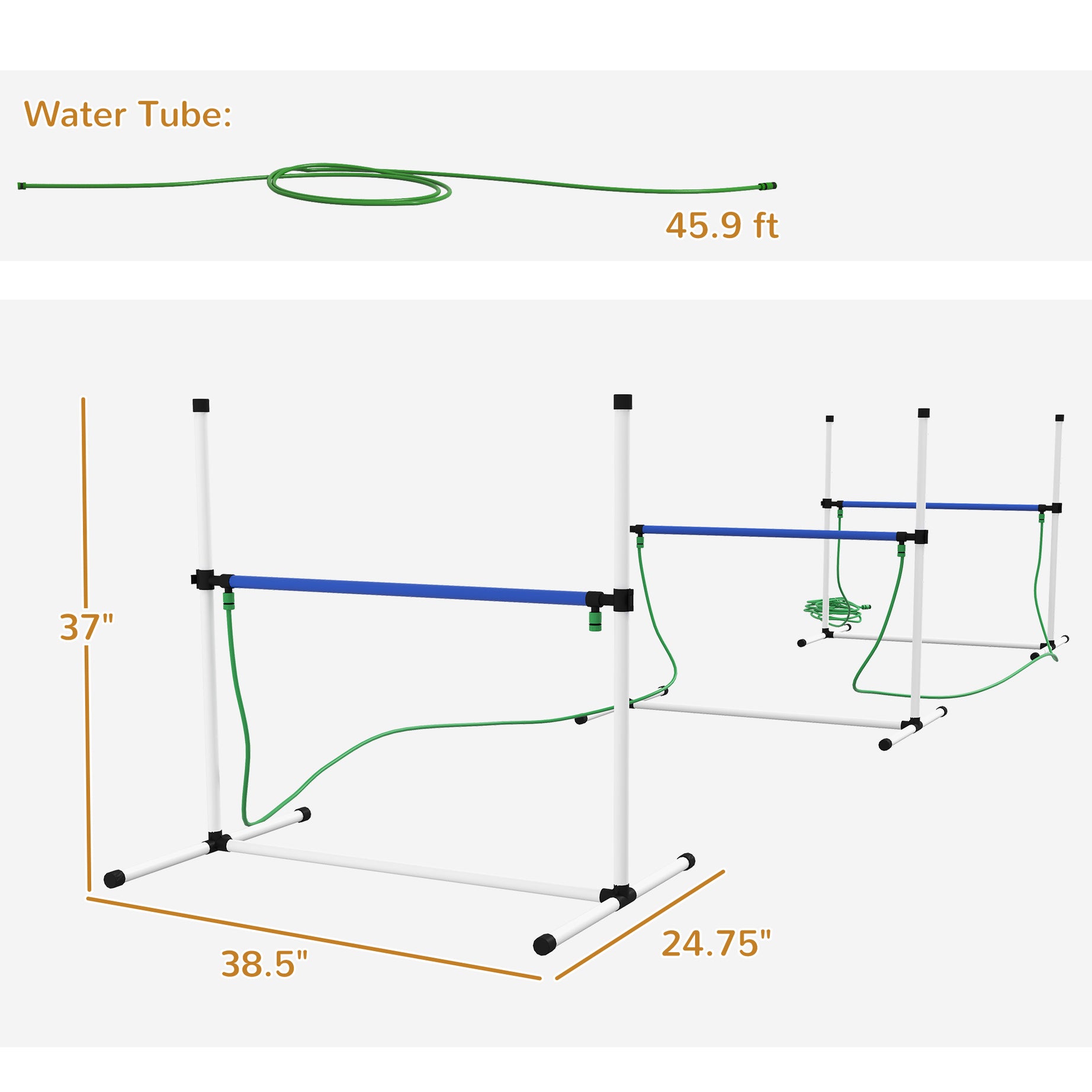 4pc Dog Agility Training Equipment Set with Spray Water Tube, White