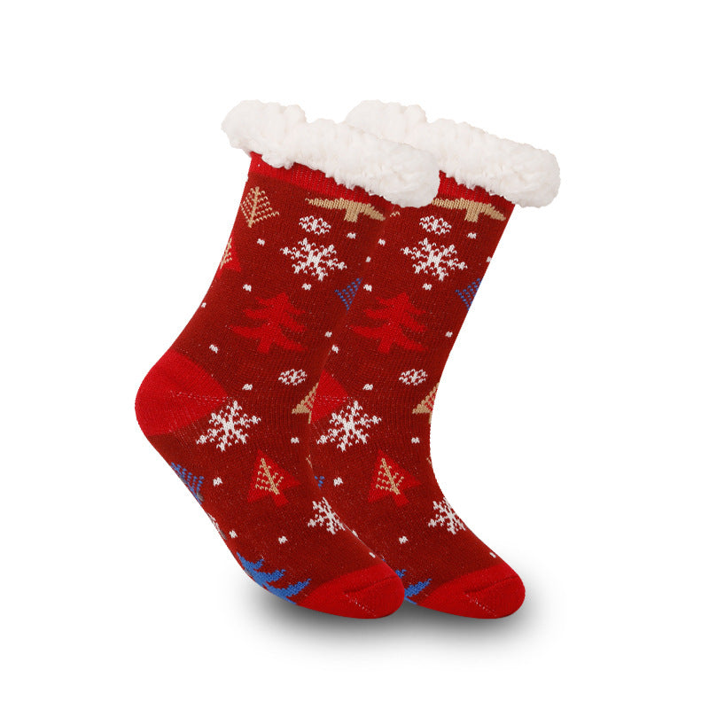 Christmas Women's Thickened Fleece-lined Room Socks