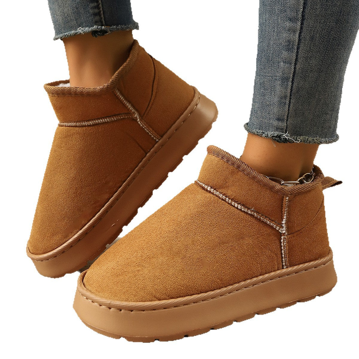 Short Boots With Thick Soles Non-slip Design And Plush Liningperfect For Outdoor Snowy Conditions