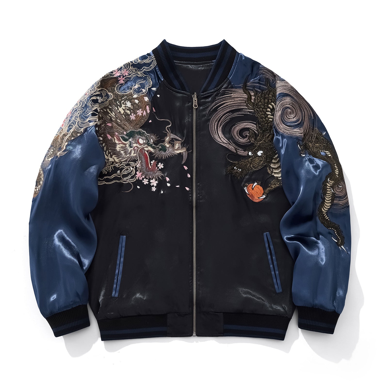 Mens Loose Fit Polyester Embroidered Chinese Style Jacket