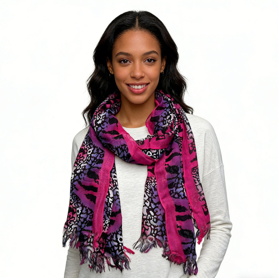 Extra Long Scarf,Bold Hot P Ink Pattern, Creative Knots Printed Scarf,vacation,daily Life,evening Party,Office Appropriate Subtlety For Women Men