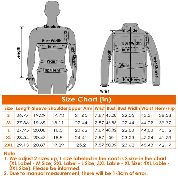 Heated Jacket Electric Heating Coat Lightweight Winter Hooded Jacket With 3-Level Heating Modes 8 Heating Zones Detachable Zipper Hood