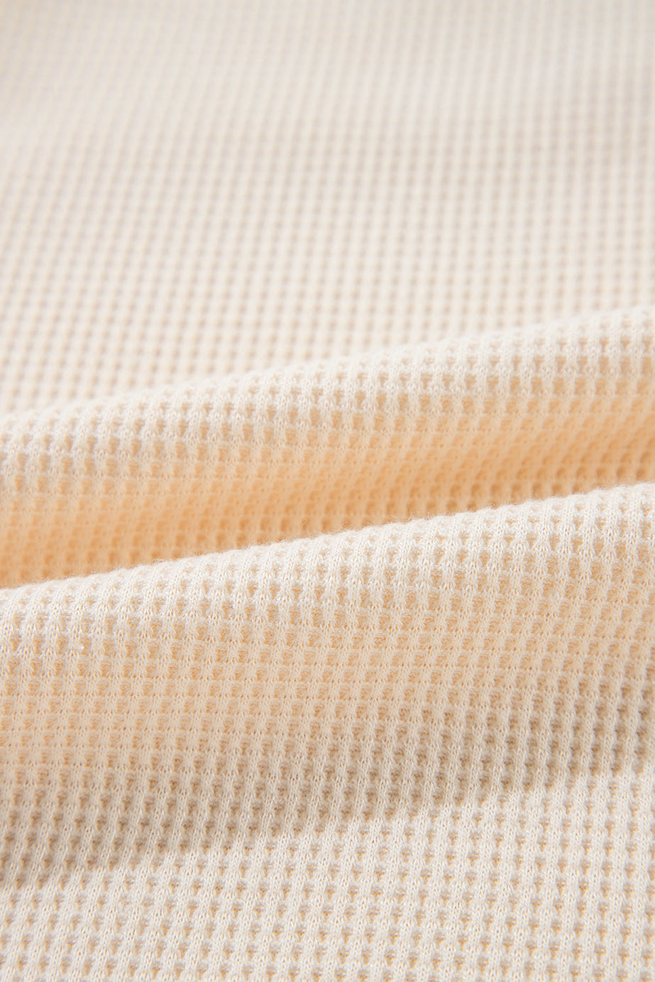 Pink Waffle Long Sleeve Collared Half Button Relaxed Fit Top