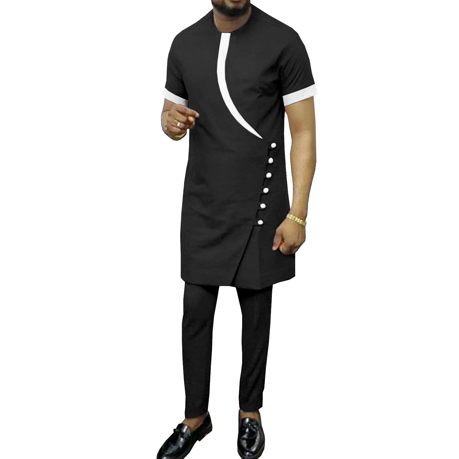 African Ethnic Printing Batik Cotton Men's Casual Set