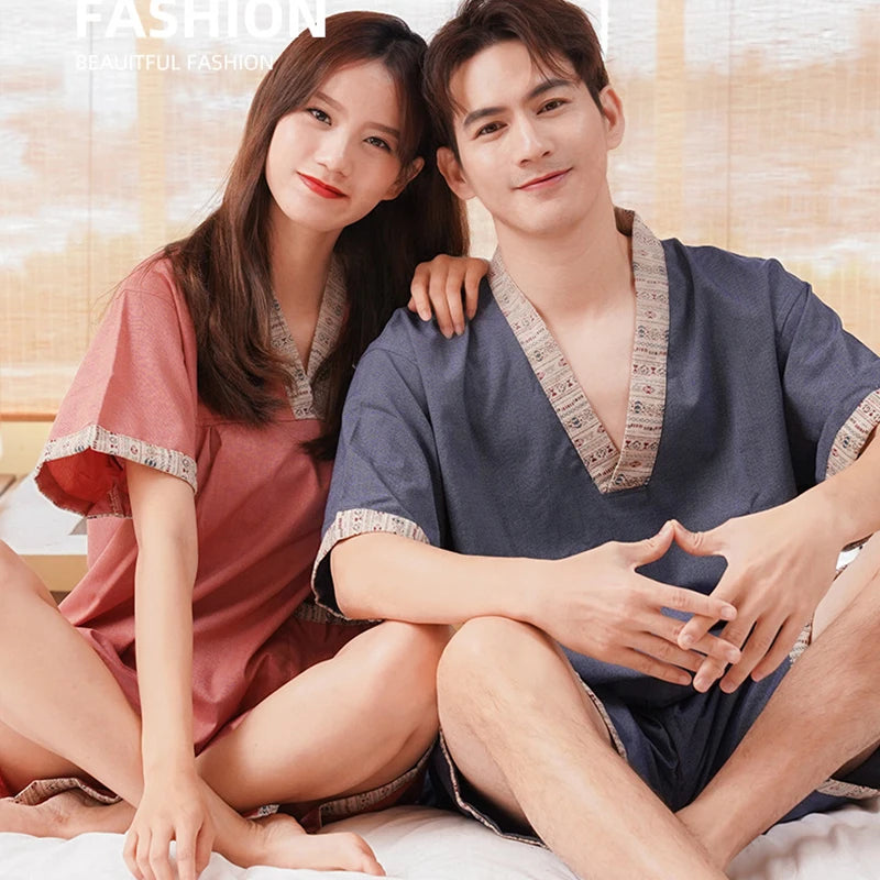 Cotton Sweat Steaming Clothing Women's Moxibustion Sauna Clothing Men's Massage Foot Bath Hotel Yukata Therapy Clothing Pajamas