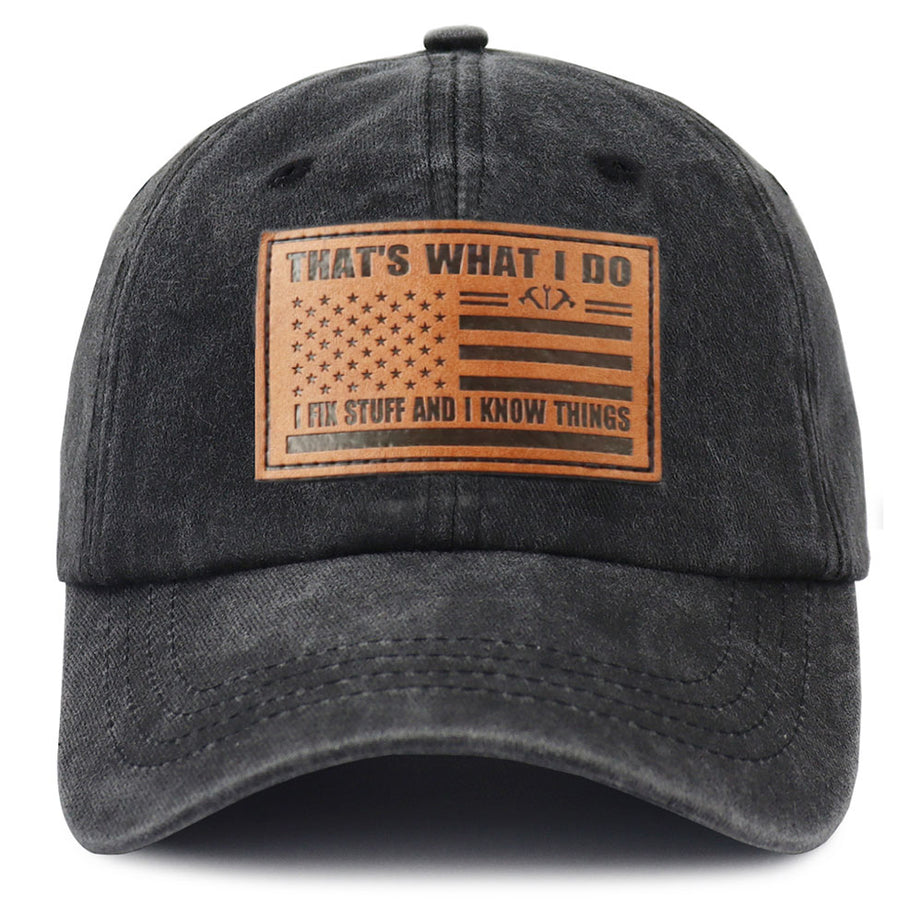 I FIX Black Hat For Men Women, Adjustable Embroidered Wash Cotton Baseball Cap