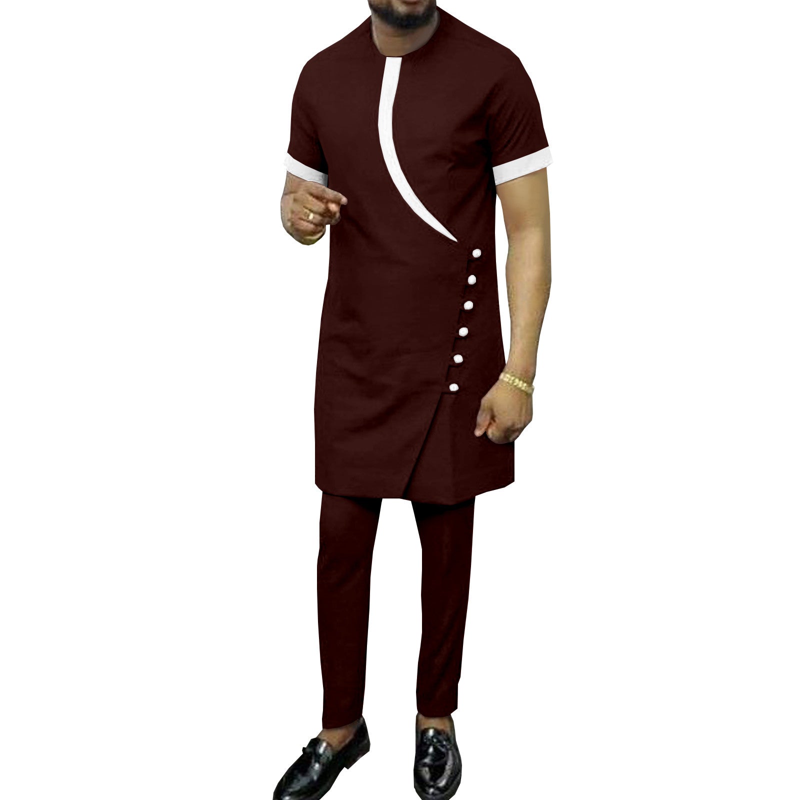 African Ethnic Printing Batik Cotton Men's Casual Set