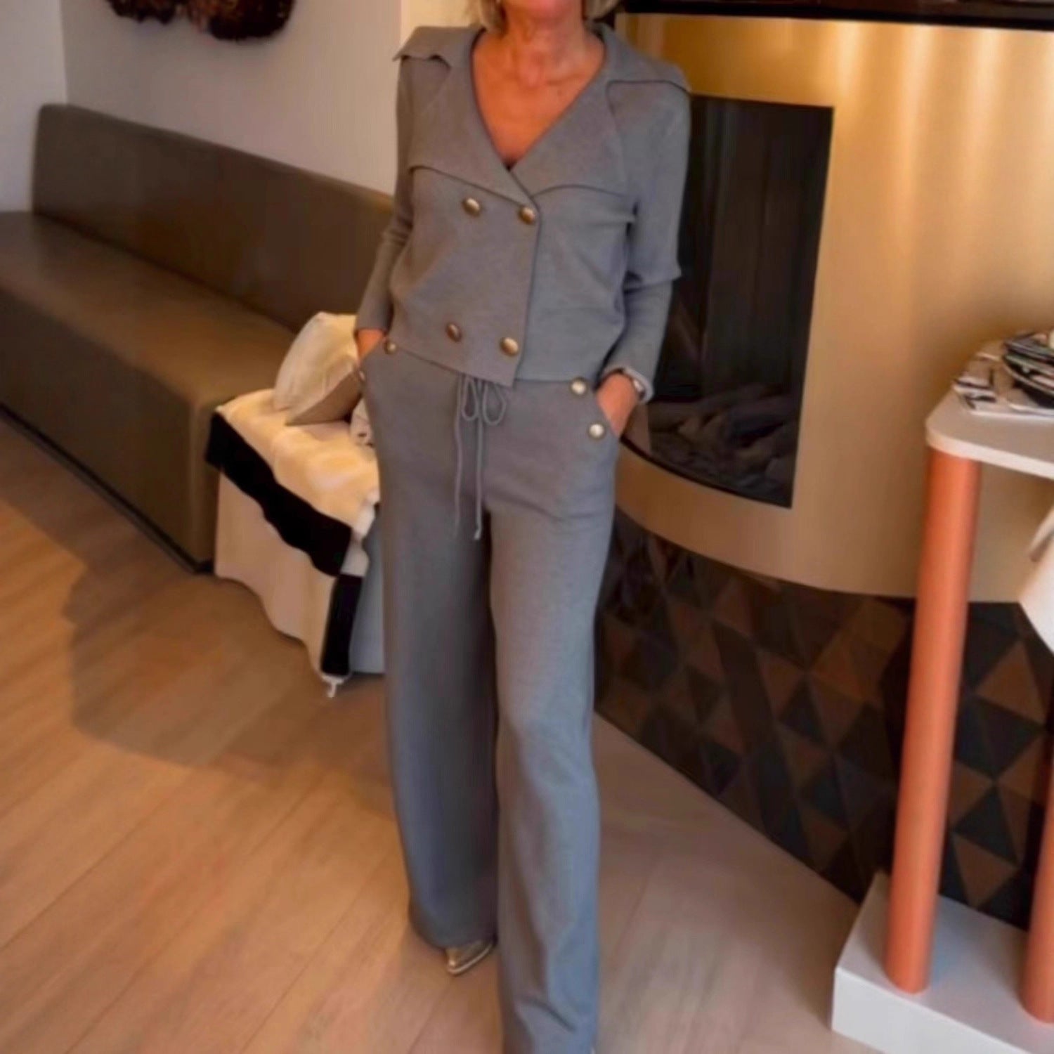 Women's Collar Button Solid Color Professional Suit