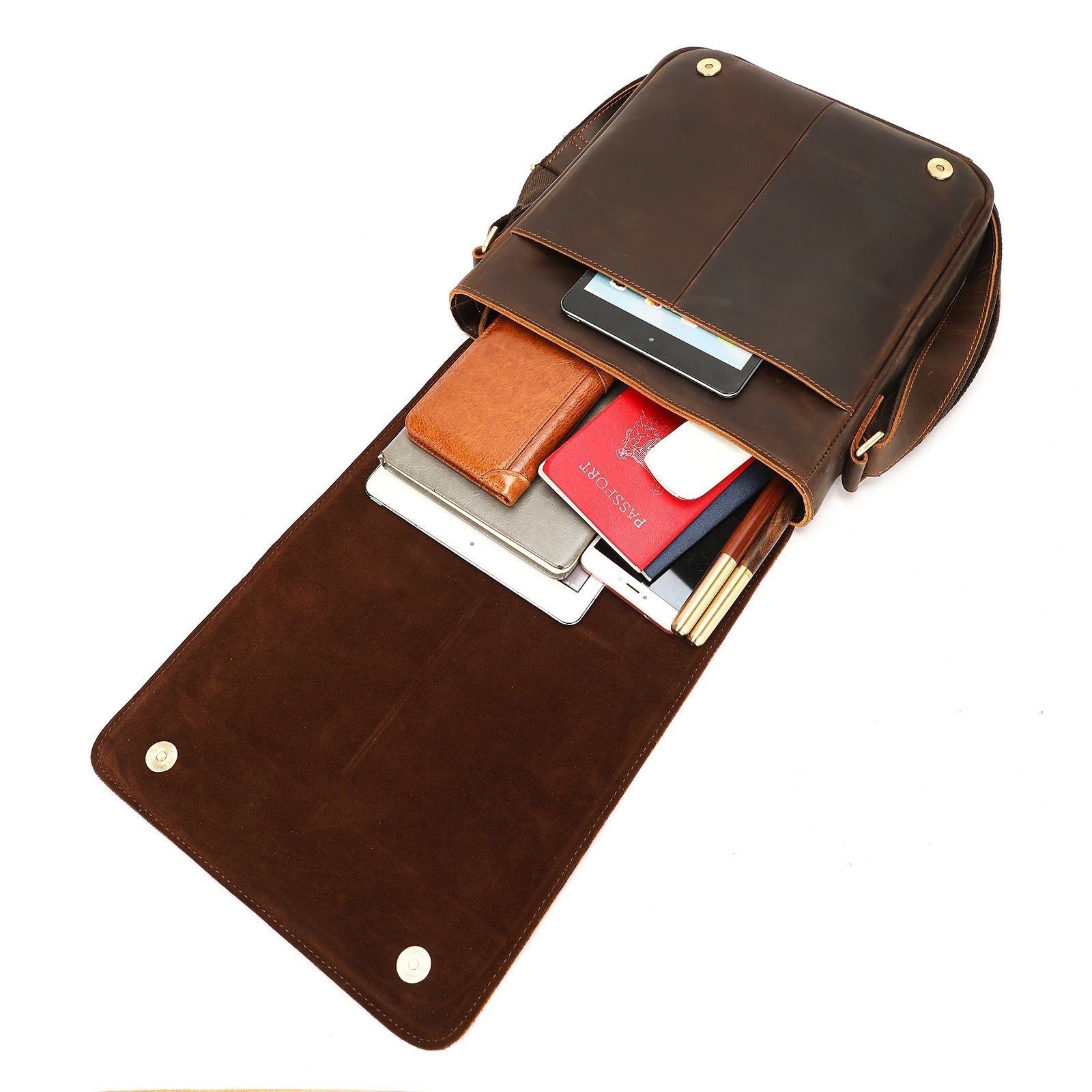 Men's Premium Leather Crossbody Bag, Sophisticated And Casual Single-shoulder Design