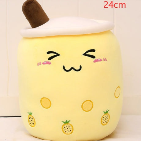 Cute Fruit Drink Plush Stuffed Soft Strawberry Milk Tea Plush Boba Tea Cup Toy Bubble Tea Pillow Cushion Kids Gift