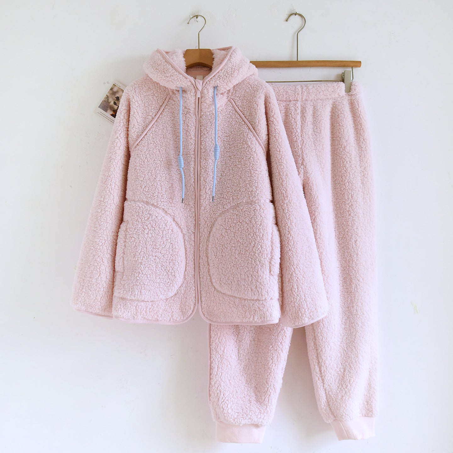 Corduroy Solid Color Casual Loose Fitting Set Flannel Hooded Padded Loungewear