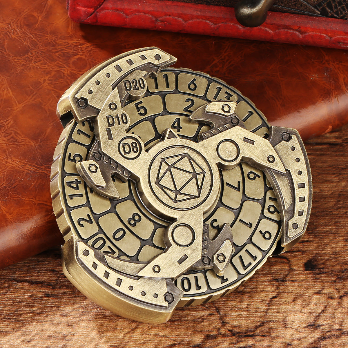 Wind And Fire Wheel DND Dice Wheel Gift Box Set, Fingertip Gyro Retro Compass Table Role Playing Game Dice, Parent Child Game, Toy Accessories Gift, Multiplayer Role Playing Board Game Accessories
