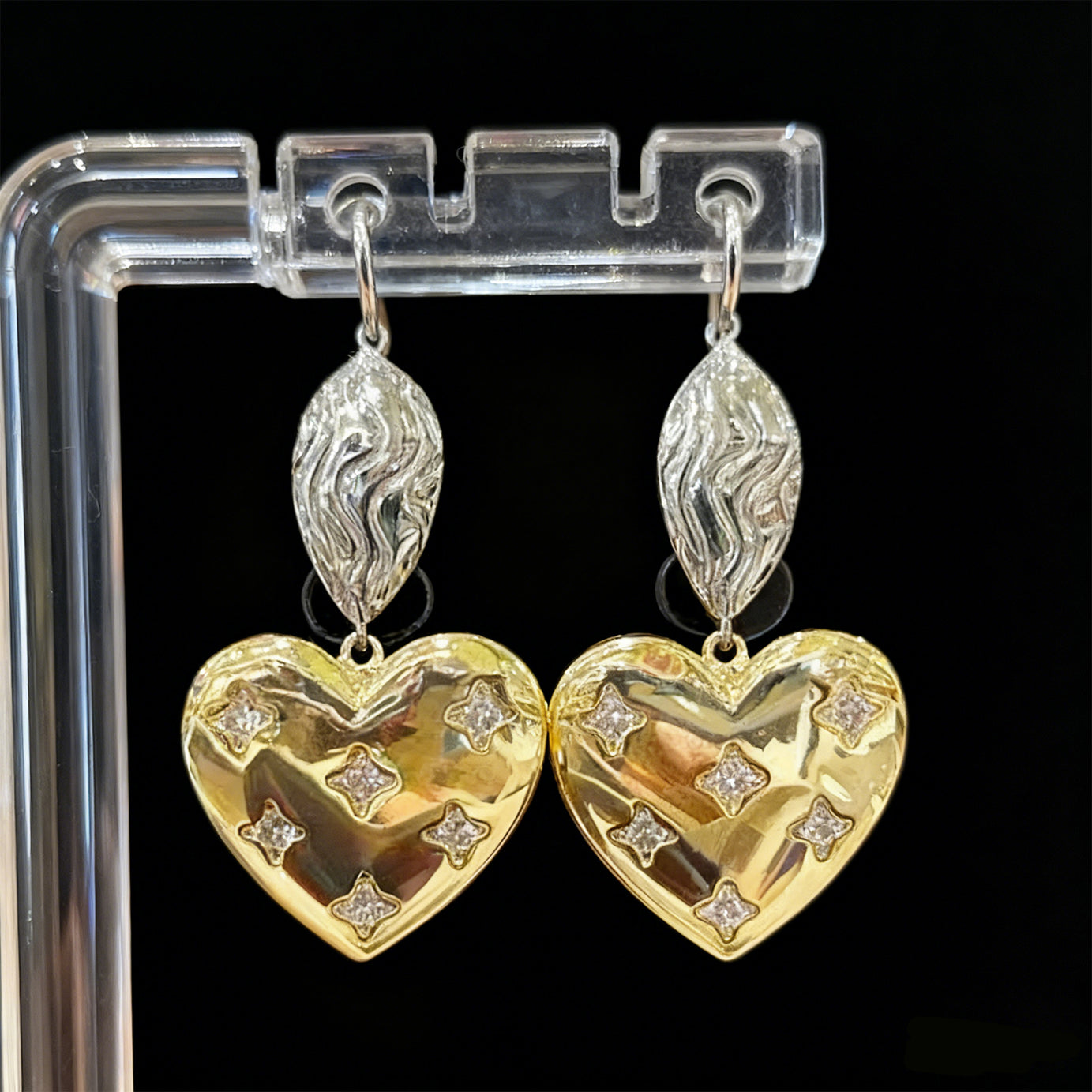 Two-Colored Heart Earrings-1072