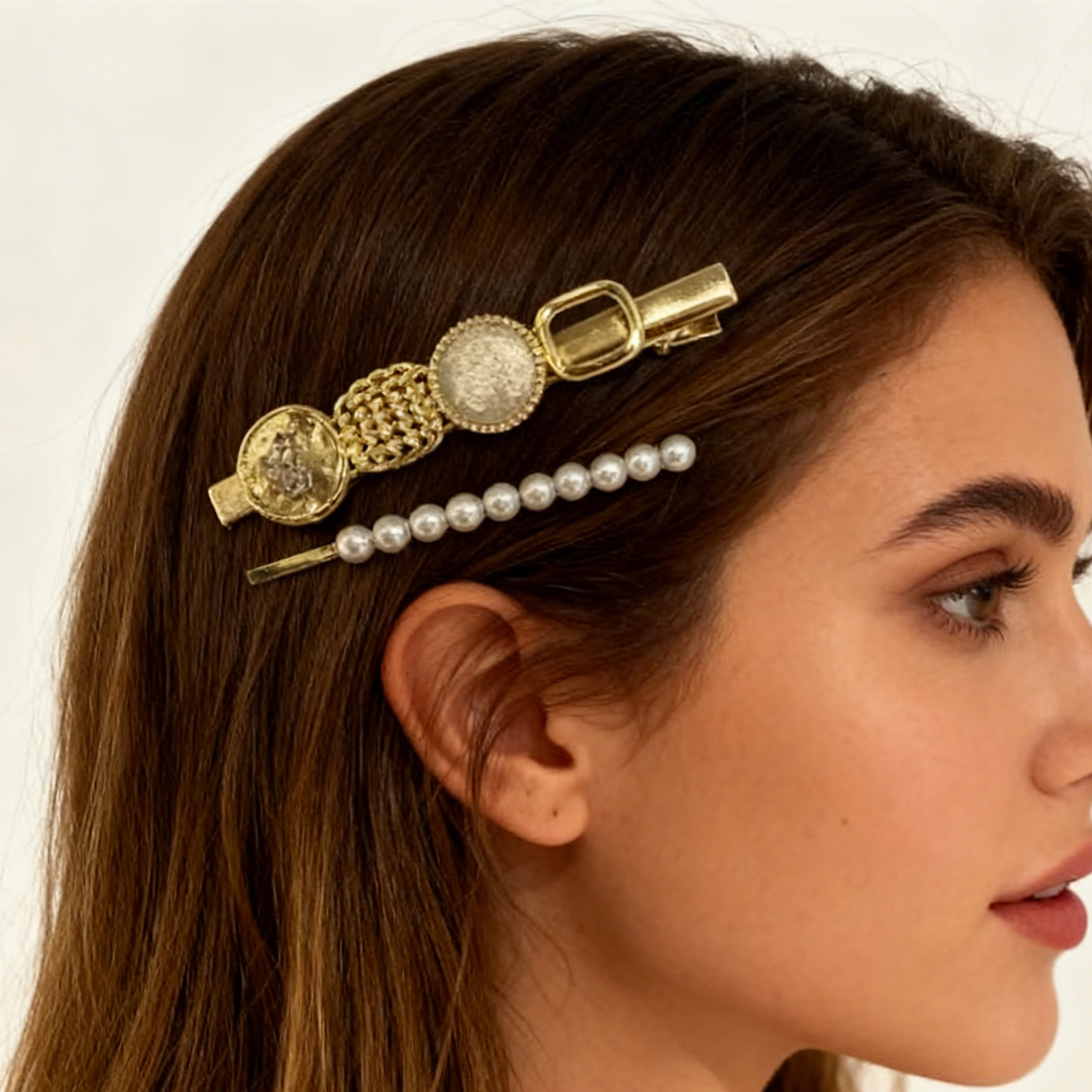Pearl Hair Clip Set 2pcs-2865