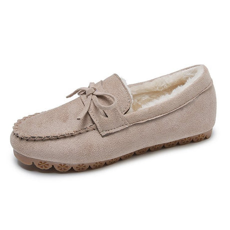 Plus-size Square-toe Chunky-soled Fleece-lined Stitched Shoes Snow Boots