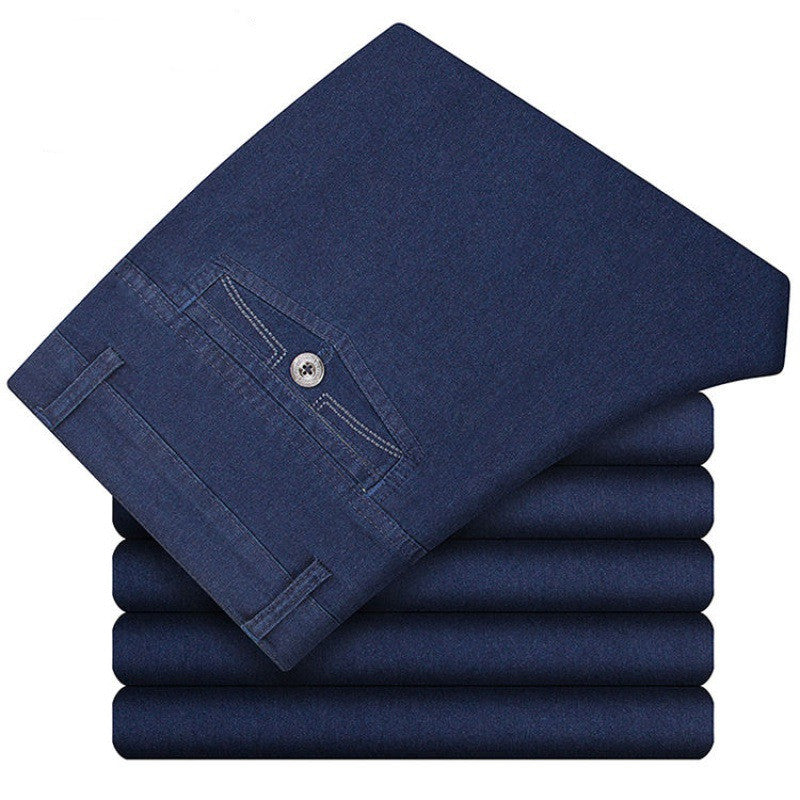 Men's High-waisted Deep-gear Jeans With Velvet Thickening To Keep Warm Autumn And Winter Stretch